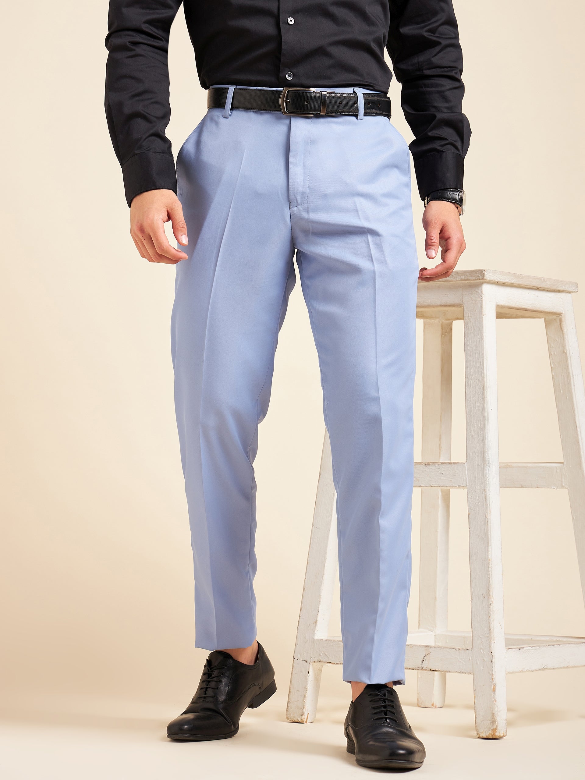 Oxford Blue Plain Front Suit Pants | Louie's Tux Shop
